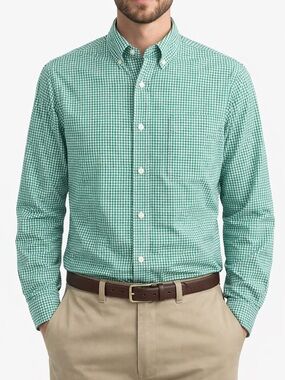 St. John's Bay Green Gingham Button-Down Shirt